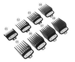 Kit 8 Pentes Metal Para Maquina de Corte Cabelo Preto - Lux Hair