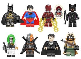 Kit 8 Personagens Bonecos Blocos De Montar Liga Da Justiça