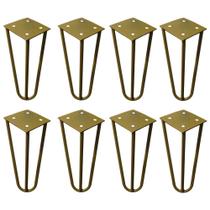 Kit 8 Pés de Metal 15 CM Hairpin Legs Mesas de Centro Puffs Dourado G41