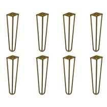 Kit 8 Pés de Metal 25 CM Hairpin Legs Rack Puffs Dourado G41