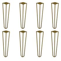 Kit 8 Pés de Metal 30 CM Hairpin Legs Mesa de Canto Rack e Puffs Dourado G41