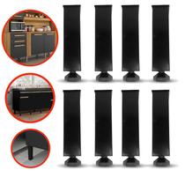 Kit 8 Pés Para Armário de Cozinha Vap Regulável Gabinete Pia Cor Preto