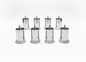 Kit 8 Pés Plástico Cromado Redondo Rosqueável 8 cm P01 Sofá Poltrona - Inoviza