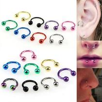 Kit 8 Piercing Septo Ferradura Nariz Aço Cirúrgico 6 Mm Dourado Preto Prata Furtacor Rosa Azul Verde Roxo Cartilagem
