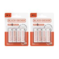 Kit 8 Pilha Alcalina AA LR6 Blister 2 Cartelas Black+Decker