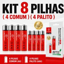 Kit 8 Pilhas Kapbom Prime Original 4 AA Comuns E 4 AAA Palito Alta Durabilidade Para Controle Remoto Brinquedos Kit 8 Pilhas Kapbom Prime Original 4 AA Comuns E 4 AAA Palito Alta Durabilidade Para Controle Remoto Brinquedos