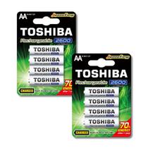 Kit 8 Pilhas Recarregáveis AA 2600mAh Toshiba 1.2V Ni-MH TNH6GAEA