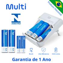 Kit 8 Pilhas Recarregáveis AA e AAA + Carregador de Pilhas Multilaser Cb093