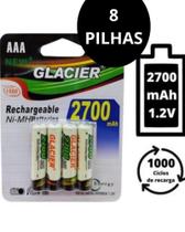 Kit 8 Pilhas Recarregaveis AAA 2700mah - Enviamos no mesmo dia