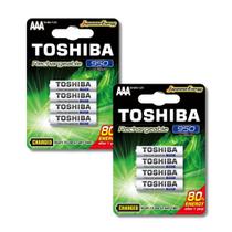 Kit 8 Pilhas Recarregáveis AAA 950mAh Toshiba 1.2V Ni-MH TNH3GAE
