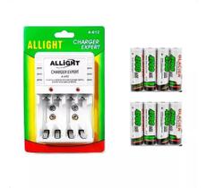 Kit 8 Pilhas Recarregáveis Carregador Rápido Bivolt Aa E Aaa