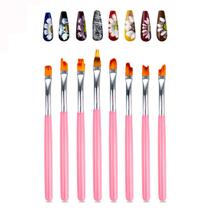 Kit 8 Pincéis Artesanais Nail Art Decoração de Unhas Flores Kit 8 Pincéis Artesanais Nail Art Decoração de Unhas Flores