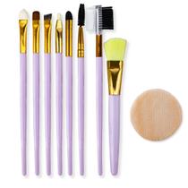 Kit 8 Pincéis Maquiagem Olhos Sobrancelha + Esponja Veludo