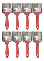Kit 8 Pincel Trincha Parede Tinta Látex Acrílica 3 Polegadas