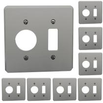Kit 8 Placa Espelho 4x4 Cinza 1 Posto Redondo + 1 Tecla