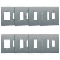 Kit 8 Placa Espelho 4x4 Cinza Tecla tripla + 1 tecla Pial