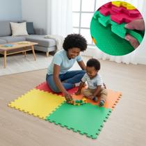 Kit 8 Placa Tapete Infantil Peça EVA Estilo Tatame 50x50cm 10mm 2m² Emborrachado Crianças Bebes Exercícios Academia Yoga Pilates Impermeável