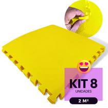 Kit 8 Placa Tapete Infantil Peça EVA Estilo Tatame 50x50cm 10mm (2m²) Emborrachado Crianças Bebes Exercícios c/ Encaixe + Bordas Acabamento - Kozi