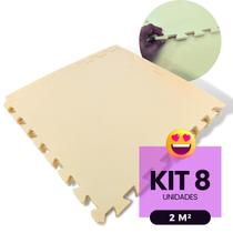 Kit 8 Placa Tapete Infantil Peça EVA Estilo Tatame 50x50cm 10mm (2m²) Emborrachado Crianças Bebes Exercícios c/ Encaixe + Bordas Acabamento