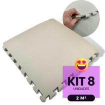 Kit 8 Placa Tapete Infantil Peça EVA Estilo Tatame 50x50cm 10mm (2m²) Emborrachado Crianças Bebes Exercícios c/ Encaixe + Bordas Acabamento
