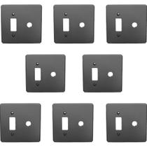 Kit 8 Placas 4x4 1 Tecla + Saída de Fio Cinza Pial 8581