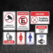 Kit 8 Placas De Sinalização Indicativos Avisos Atenção