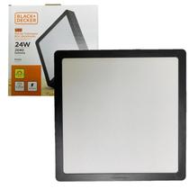 Kit 8 Plafon Quadrado Sobrepor 24w Preto Branco Quente 3000k