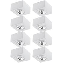 Kit 8 Plafons de Sobrepor Branco GU10 Luminárias de Teto Quadradas 17cm 12w Kit 8 Plafons de Sobrepor Branco GU10 Luminárias de Teto Quadradas 17cm 12w