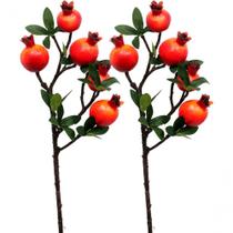 Kit 8 Plantas Fruta Romã Artificial Decoração Natal De 60cm