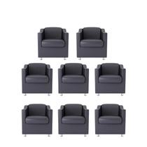 Kit 8 Poltrona Decorativas Reforçada Recepção Clinica Salão material sintético