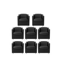 Kit 8 Poltronas Bia Decorativa Reforçada Recepção Clínica Salão Sala De Estar material sintético