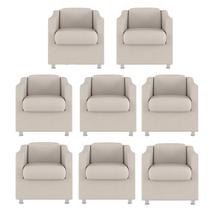Kit 8 Poltronas Bia Decorativa Reforçada Recepção Clinica Salão Sala De Estar Suede