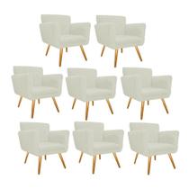 Kit 8 Poltronas Cadeira Decorativa Cloe Pé Palito Para Sala de Estar Recepção Escritório Corinho Branco - Damaffê Móveis