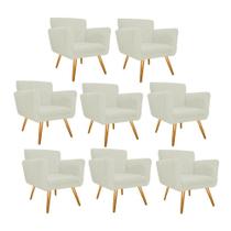 Kit 8 Poltronas Cadeira Decorativa Cloe Pé Palito Para Sala de Estar Recepção Escritório Corinho Branco - KDAcanto Móveis