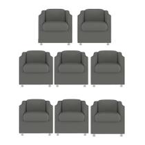 Kit 8 Poltronas Decorativa Bia Matérial Sintético Cinza - TWdecora Kit 8 Poltronas Decorativa Bia Matérial Sintético Cinza - TWdecora