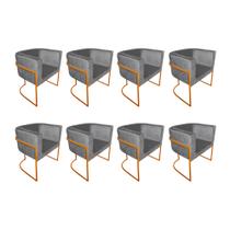Kit 8 Poltronas Decorativa Sala de Estar Base de Ferro Cobre Veludo Cinza Kit 8 Poltronas Decorativa Sala de Estar Base de Ferro Cobre Veludo Cinza