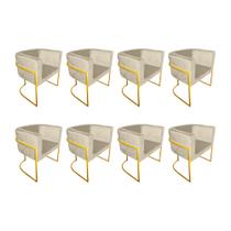 Kit 8 Poltronas Decorativa Sala de Estar Base de Ferro Dourada Veludo Bege Kit 8 Poltronas Decorativa Sala de Estar Base de Ferro Dourada Veludo Bege