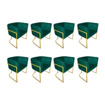 Kit 8 Poltronas Decorativa Sala de Estar Base de Ferro Dourada Veludo Verde Kit 8 Poltronas Decorativa Sala de Estar Base de Ferro Dourada Veludo Verde