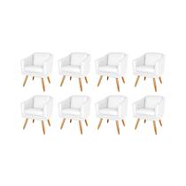 Kit 8 Poltronas Decorativa Valentina Sala Recepção Escritório Revestimento Sintético Branco Kit 8 Poltronas Decorativa Valentina Sala Recepção Escritório Revestimento Sintético Branco