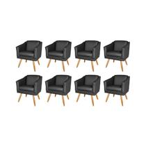 Kit 8 Poltronas Decorativa Valentina Sala Recepção Escritório Revestimento Sintético Preto Kit 8 Poltronas Decorativa Valentina Sala Recepção Escritório Revestimento Sintético Preto