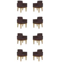 Kit 8 Poltronas Decorativas Nina Suede Marrom Balaqui Decor Kit 8 Poltronas Decorativas Nina Suede Marrom Balaqui Decor