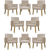 Kit 8 Poltronas Decorativas Para Sala Quarto Recepção Escritório Confortável Luxo Mari Suede