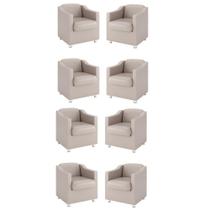 Kit 8 Poltronas Decorativas Tilla Sala material sintético Bege Balaqui Decor