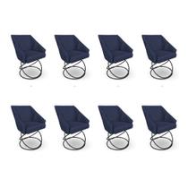 Kit 8 Poltronas Luxo Alana Veludo Base Luxo Preto - Pallazio