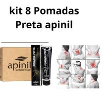 kit 8 Pomadas Preta Apinil Original Alívio Anti-inflamatório com Rápida Absorção
