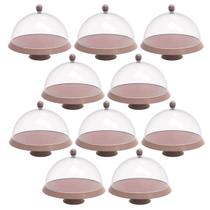 Kit 8 Porta Bolos 25cm Bubble com Cúpula e Pé Crippa Amêndoa Padaria Hotel Confeitaria Kit 8 Porta Bolos 25cm Bubble com Cúpula e Pé Crippa Amêndoa Padaria Hotel Confeitaria