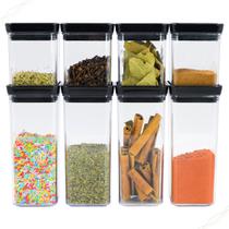 Kit 8 Porta Tempero e Condimentos Hermético Empilhável Lumini Paramount