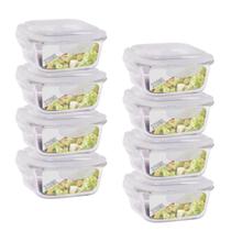 Kit 8 Pote 320ml Vidro Forno Microondas Quadrado Hermetico Kit 8 Pote 320ml Vidro Forno Microondas Quadrado Hermetico