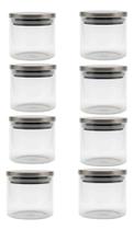 Kit 8 Pote De Vidro Com Tampa Hermética Inox 700ml Multiuso