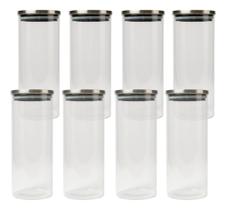 Kit 8 Pote De Vidro Tampa Inox Hermetica Organ 2,2l Multiuso